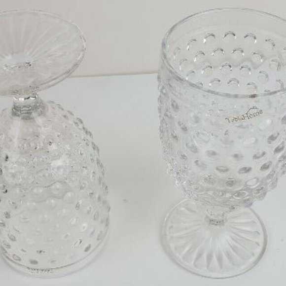 Goblets Glasses Home Hobnail Embossed Set of 2 Knobby Design Clear Cups - Picture 4 of 7